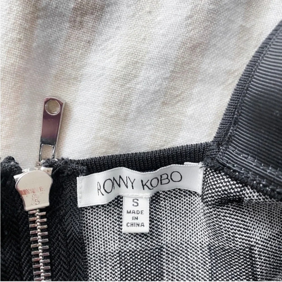 Ronny Kobo Midori Gingham Bodycon Mini Dress White Gray Checker Checked S - Picture 7 of 12